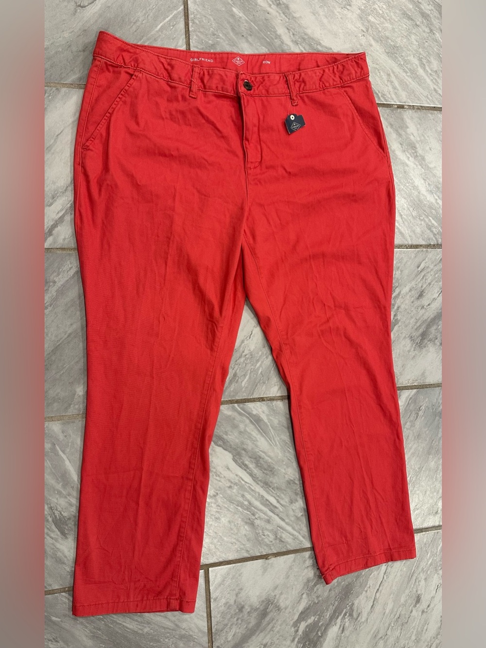 NWT St. John's Bay Womens Chino Red Girlfriend Pants Size 43Wx29L